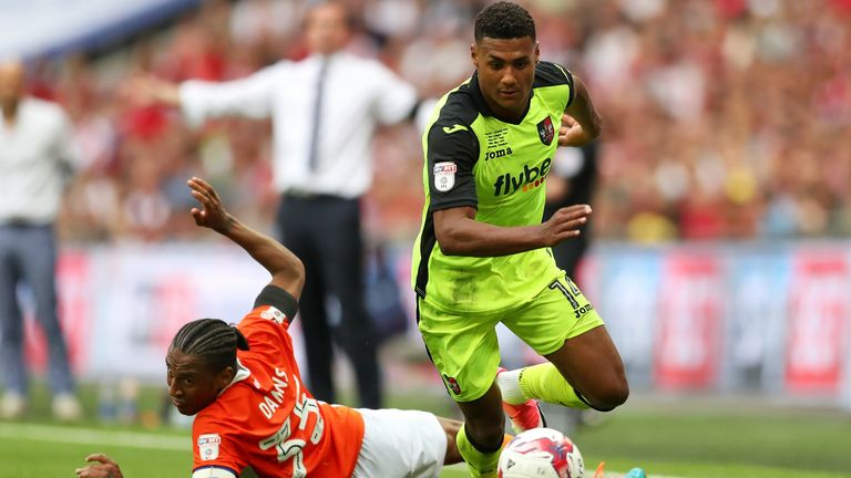 Ollie Watkins helped Exeter to the League Two play-off final in 2017, where they lost to Blackpool