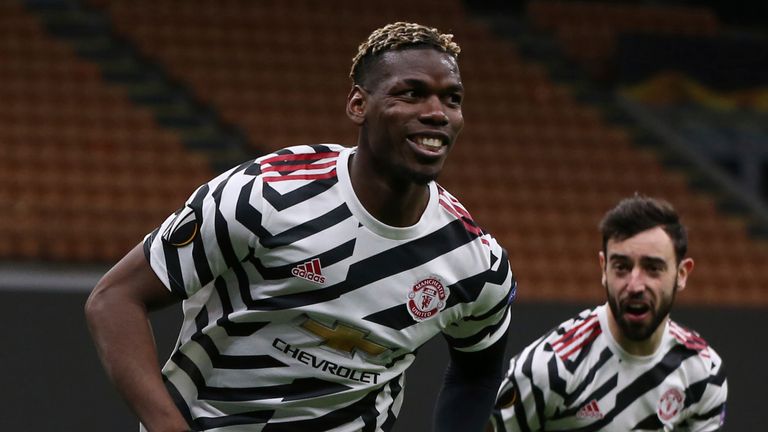 Paul Pogba celebrates breaking the deadlock after 48 minutes