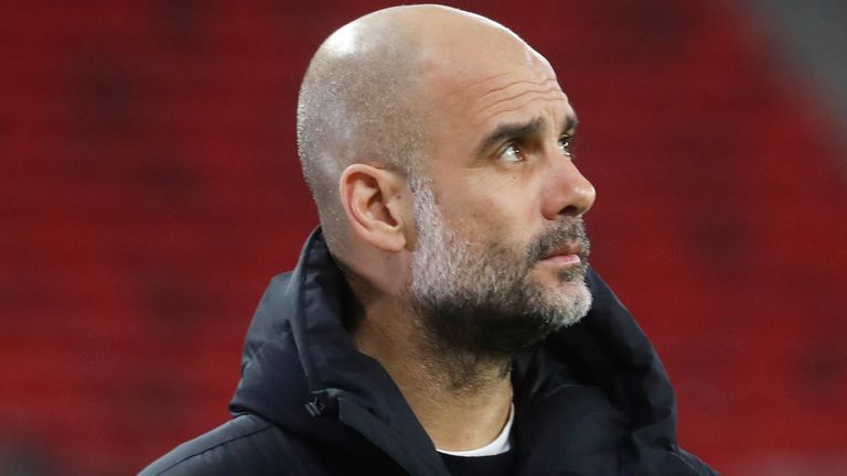 Pep Guardiola says focus must now turn to Saturday's FA Cup game against Everton after reaching the Champions League quarter-finals