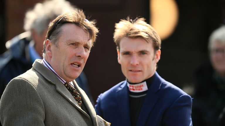 Former champion jockey Peter Scudamore, left, with son Tom