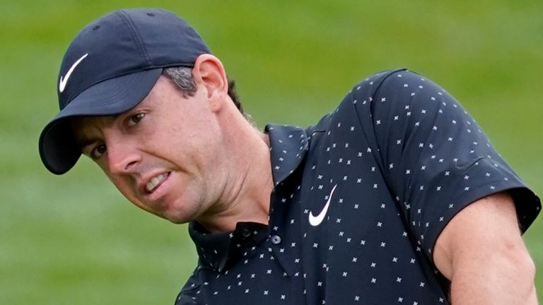 Rory McIlroy, of Northern Ireland, chips a shot to the second green during the third round of the Arnold Palmer Invitational golf tournament Saturday, March 6, 2021, in Orlando, Fla. (AP Photo/John Raoux)