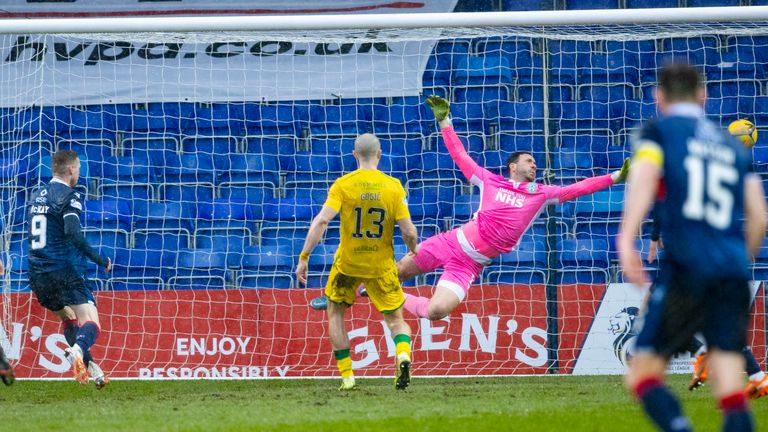 Ross County's Bill McKay (left) makes it 1-0 against Hibs