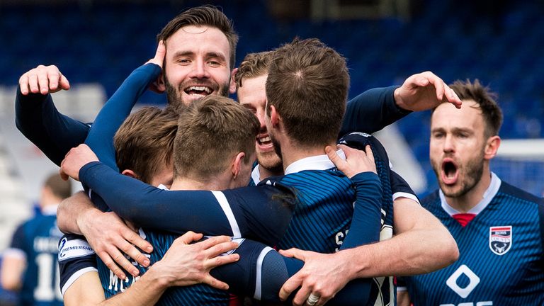 Ross County celebrate after scoring against Kilmarnock