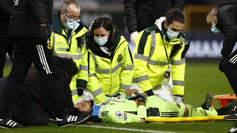 Wolves goalkeeper Rui Patricio was injured during his side's match with Liverpool (PA)