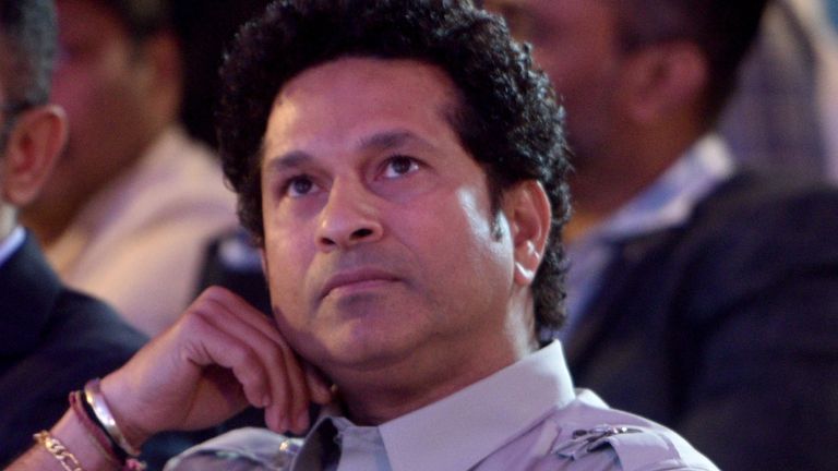 Sachin Tendulkar pictured at a T20 launch event in 2019