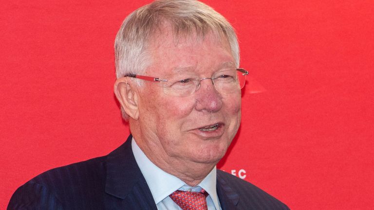 ABERDEEN, SCOTLAND - OCTOBER 31: Former Aberdeen and Manchester United manager Sir Alex Ferguson CBE addresses the media during the official opening of Cormack Park, Aberdeen Football ClubÕs new community sports hub, training facilities and football academy, on October 31, 2019, in Aberdeen, Scotland. (Photo by Bill Murray / SNS Group) 