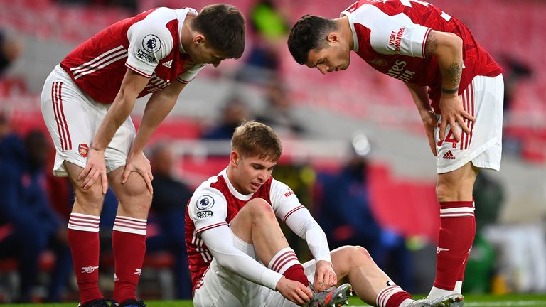 Kieran Tierney (left) has been impressed by Emile Smith Rowe