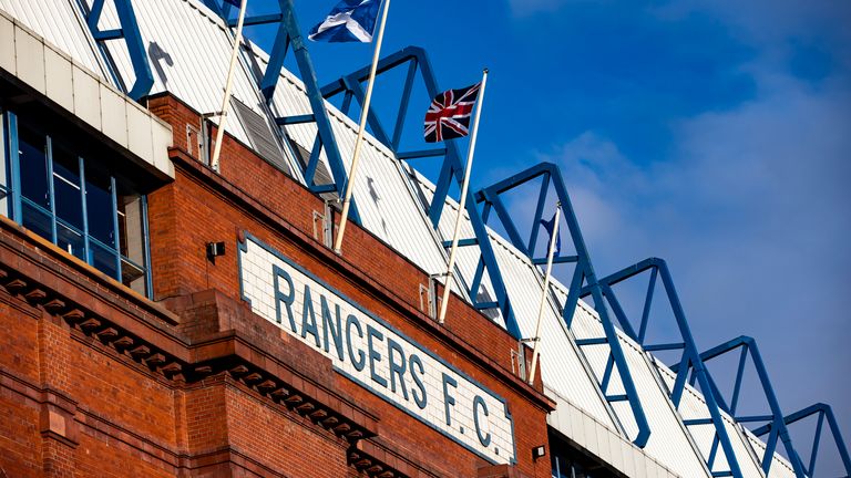 SNS - General view of roof outside Ibrox and Rangers FC brickwork