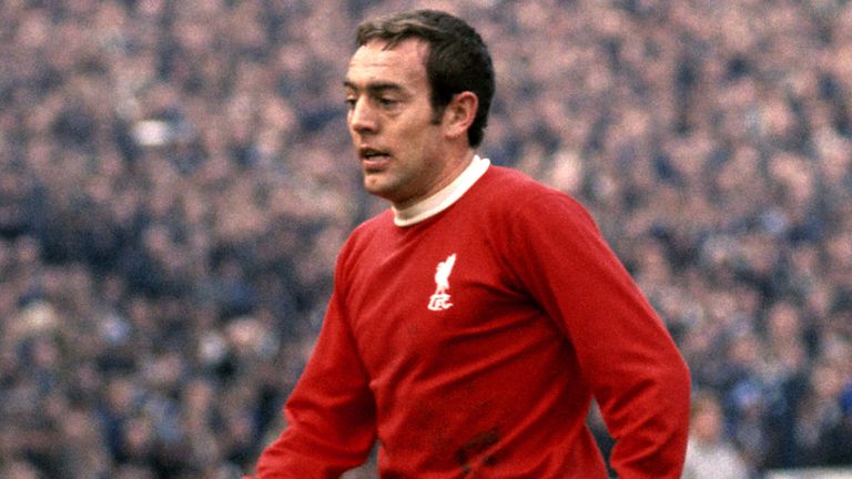 Ian St John, pictured playing for Liverpool in 1969