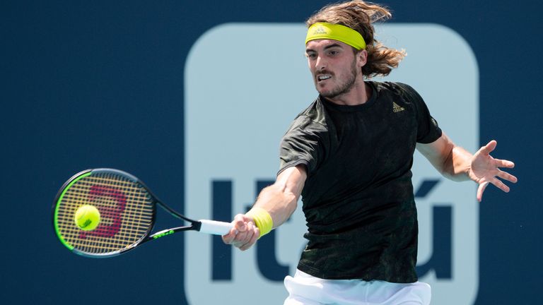 Greece's Stefanos Tsitsipas eased into the third round in Miami (Carlos Goldman/Miami Dolphins via AP)