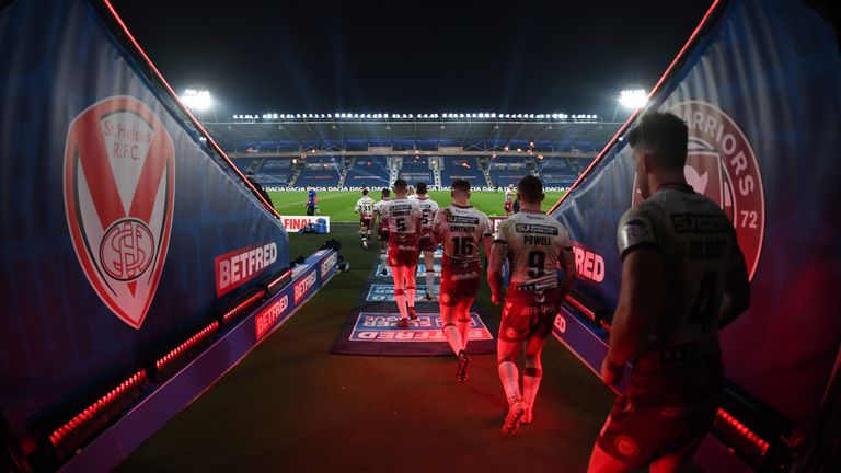 icture by Simon Wilkinson/SWpix.com - 27/11/2020 Rugby League Betfred Superleague Grand Final 2020 - KCOM Stadium, Hull. Wigan Warriors v St. Helens