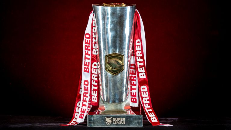 Picture by Allan McKenzie/SWpix.com - 08/03/2021 - Rugby League - Betfred Super League Trophy - The Totally Wicked Stadium, Langtree Park, St Helens, England - The Betfred Super League Trophy.