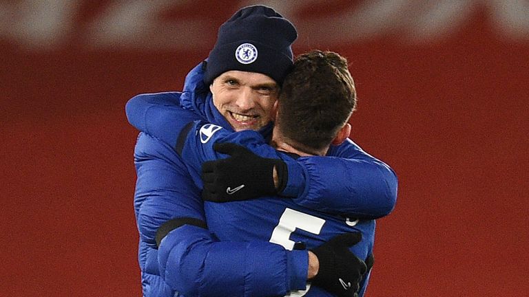 Thomas Tuchel celebrates after Chelsea's win over Liverpool at Anfield