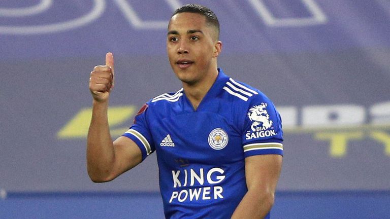 Leicester City v Manchester United - Emirates FA Cup - Quarter Final - King Power Stadium Leicester City's Youri Tielemans celebrates scoring their side's second goal of the game during the Emirates FA Cup quarter final match at the King Power Stadium, Leicester. Picture date: Sunday March 21, 2021.