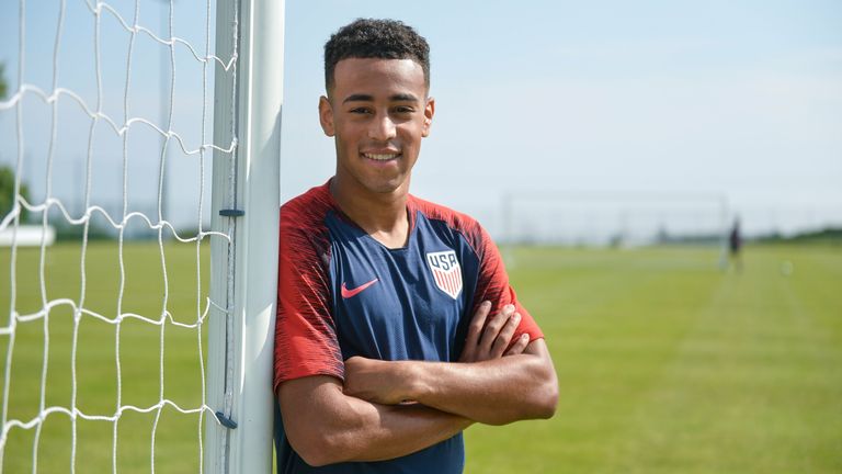 Tyler Adams pose pour un portrait avant la formation des États-Unis à Wayside Celtic à Kilternan, Co Dublin. 