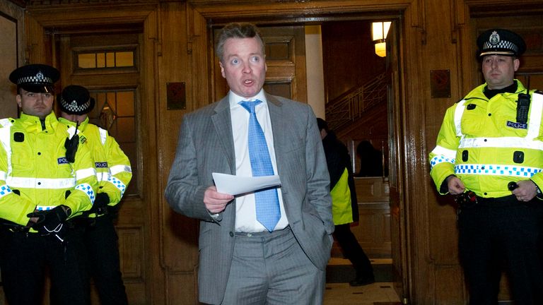 13/01/12.IBROX - GLASGOW.Rangers owner Craig Whyte makes a statement to the media on the day that Rangers serve notice of their intention to go into administration