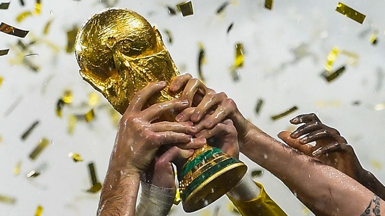 A view of the World Cup trophy during the final in 2018