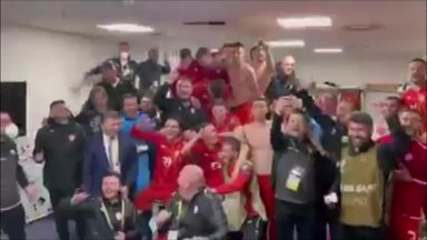 North Macedonia celebrate victory over Germany