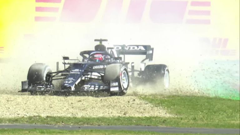 One of the other rookies in the field, Yuki Tsunoda, has now found the gravel in his AlphaTauri.