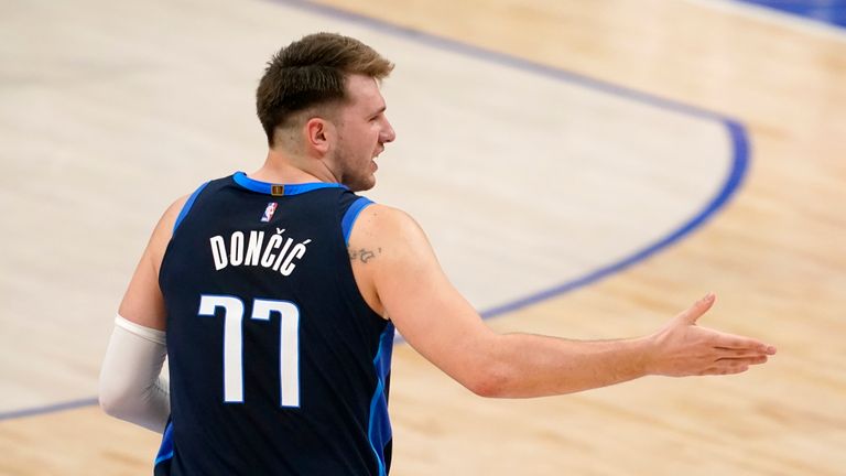 Luka Doncic made the speculative three-pointer as Dallas went further ahead in the third quarter against Detroit.