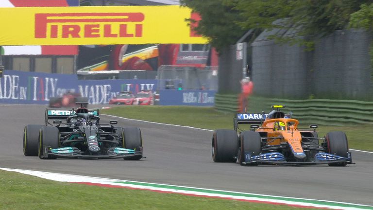 Hamilton finally gets past Norris for second