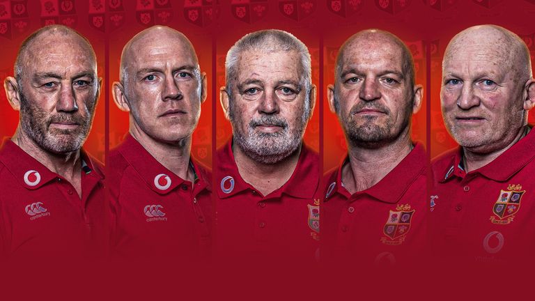 The 2021 Lions coaching team: (L to R) Robin McBryde, Steve Tandy, Warren Gatland, Gregor Townsend and Neil Jenkins (Credit Inpho)