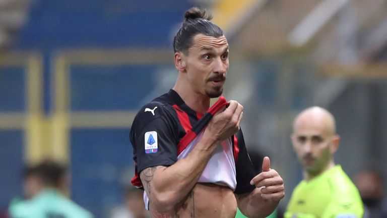 Zlatan Ibrahimovic was sent off in AC Milan's win over Parma on Saturday