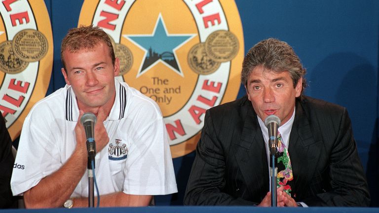 Alan Shearer with Keegan upon signing for the club in 1996