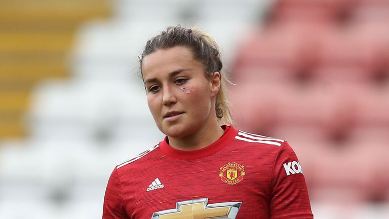 Manchester United&#39;s Amy Turner during the FA Women&#39;s Super League match at Leigh Sports Village.