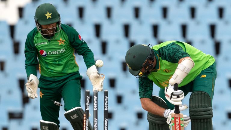 AP Newsroom - Usman Qadir (not pictured) bamboozled Jon-Jon Smuts with a flipper in the South Africa vs Pakistan ODI at Centurion