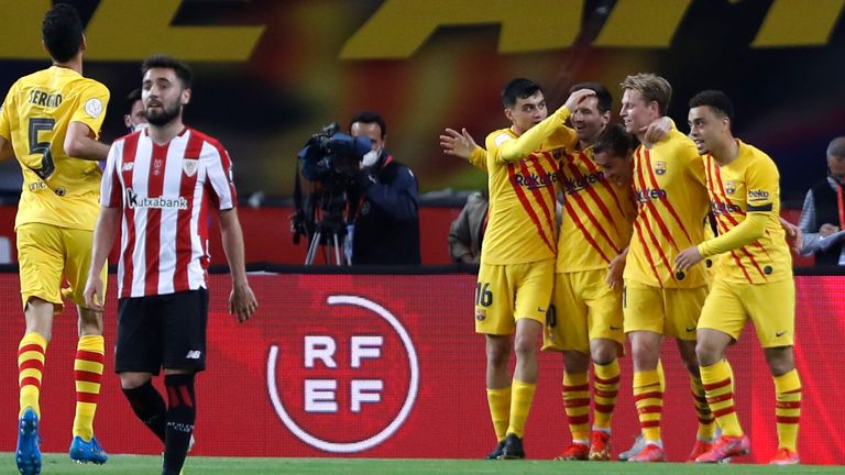 Barcelona overwhelmed Athletic Bilbao in the second half in Sevilla