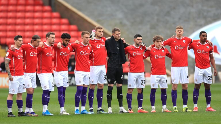 Barnsley showed their support for Weston Park Cancer Charity wearing purple socks