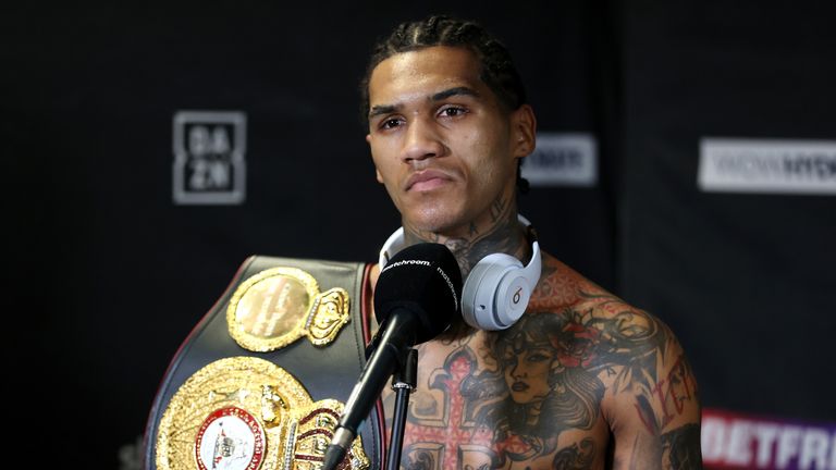Conor Benn vs Samuel Vargas, WBA Continental Welttereight Title Fight.
10 April 2021
Picture By Mark Robinson Matchroom Boxing
Conor Benn interviewed after his win with his belt.