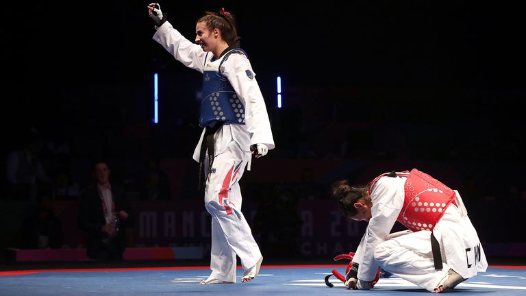 Great Britain's Bianca Walkden after winning the Women's +73kg final against China's Shuyin Zheng, during day three of the World Taekwondo Championships at Manchester Arena. PRESS ASSOCIATION Photo. Picture date: Friday May 17, 2019. Photo credit should read: Martin Rickett/PA Wire 