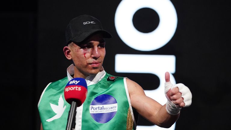 Alexander Espinoza vs Kash Farooq, WBC International Silver Bantamweight Title Fight.
10 April 2021
Picture By Dave Thompson Matchroom Boxing
Kash Farooq after his win.