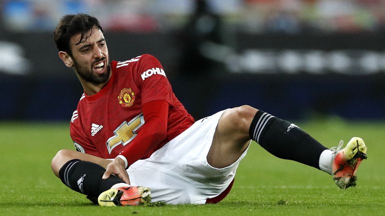 Bruno Fernandes shows his frustration at Old Trafford on Sunday