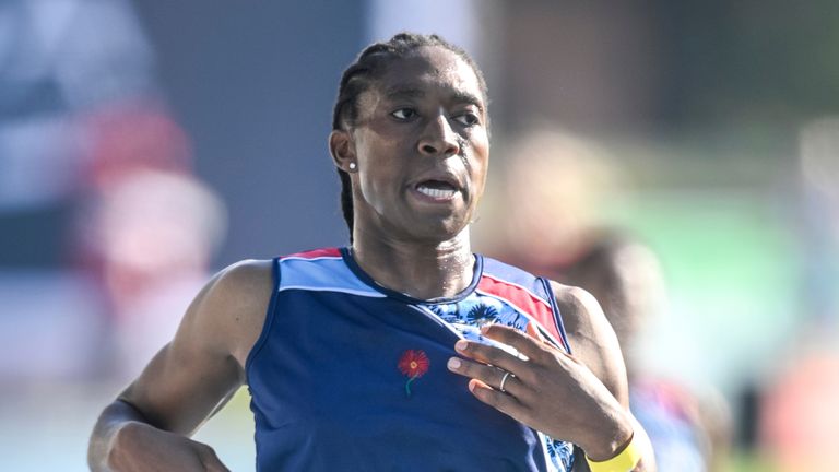 AP - South African long-distance athlete Caster Semenya on her way to winning the 5,000 meters for women at the South African national championships in Pretoria, South Africa,  Thursday, April 15, 2021. Semenya said she's likely to focus on long-distance events for the rest of her career. (AP Photo/Christiaan Kotze)