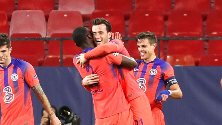 Ben Chilwell celebrates after scoring Chelsea's second goal against Porto last week