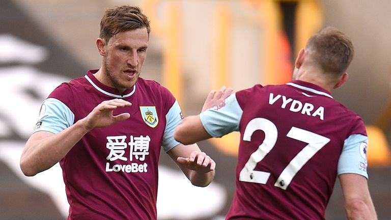 Chris Wood celebrates scoring for Burnley vs Wolves