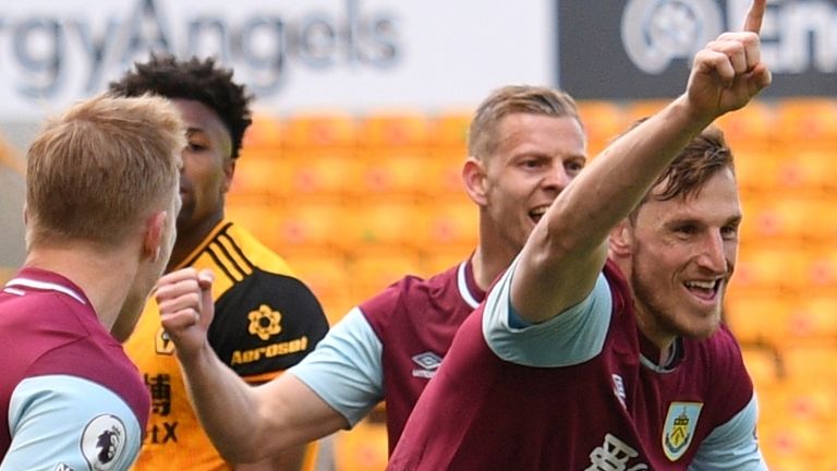 Chris Wood celebrates one of three goals at Molineux