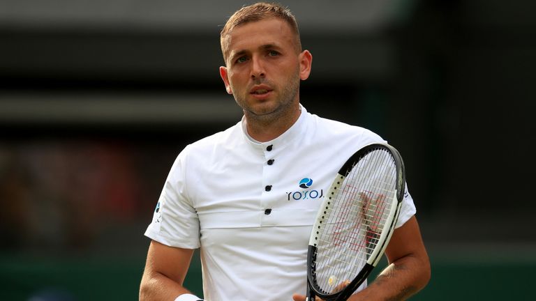 Dan Evans in action against Joao Sousa on day six of the Wimbledon Championships at the All England Lawn Tennis and Croquet Club, Wimbledon. PRESS ASSOCIATION Photo. Picture date: Saturday July 6, 2019.