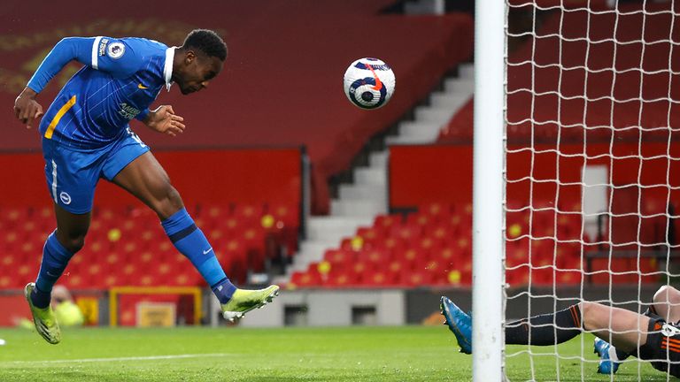 Welbeck stoops to score his third goal against his former club