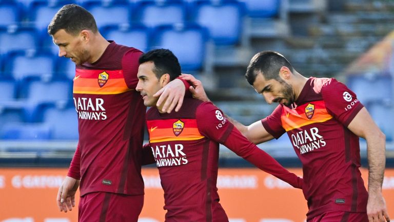 Former Premier League stars Edin Dzeko, Pedro and Henrikh Mkhitaryan are part of the travelling Roma squad