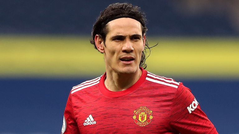 Manchester United's Edinson Cavani during the Premier League match at the Hawthorns, West Bromwich. Picture date: Sunday February 14, 2021 (PA)