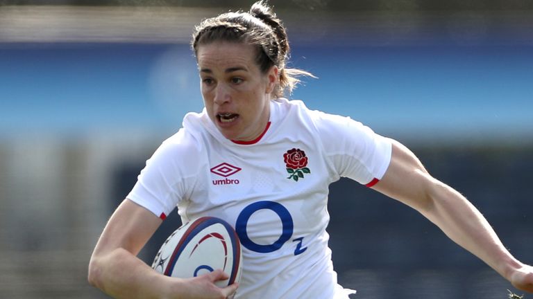 England's Emily Scarratt (left) attempts to get past Scotland's Louise McMillan (right) during the Women's Guinness Six Nations match at Castle Park, Doncaster. Picture date: Saturday…