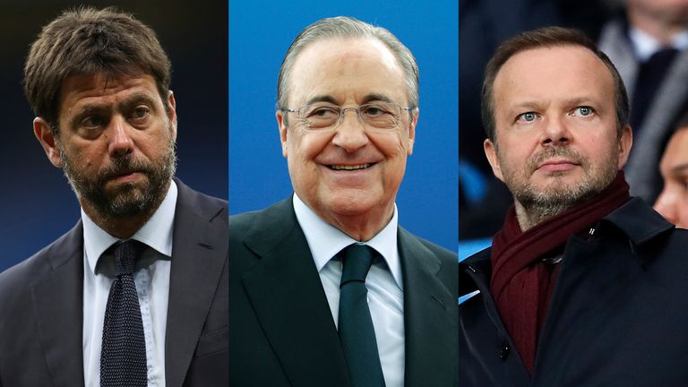 Andrea Agnelli, Florentino Perez and Ed Woodward