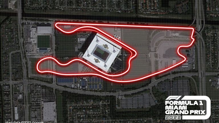 F1's planned circuit layout for the Miami Grand Prix