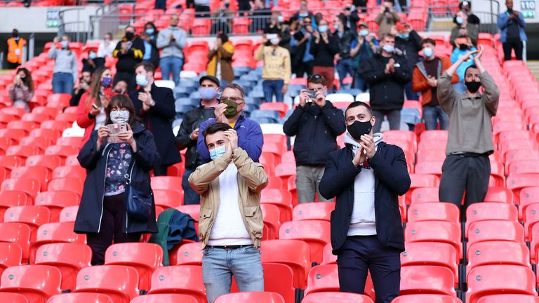 Fans applause the players prior to kick-off during the FA Cup semi final match at Wembley Stadium, London.