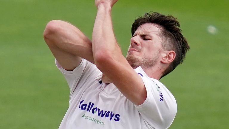 PA - Sussex's George Garton during day four of the Bob Willis Trophy match at 1st Central County Ground, Hove. 2020