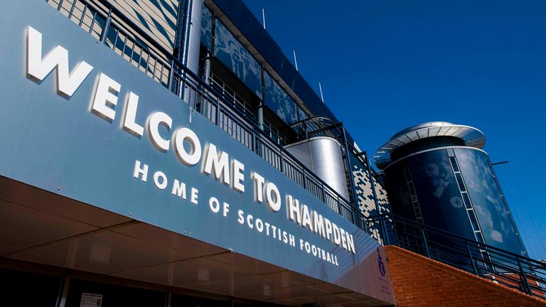 SNS - GLASGOW, SCOTLAND - APRIL 02: Hampden Park is pictured on April 02, 2021, in Glasgow, Scotland. (Photo by Craig Foy / SNS Group)